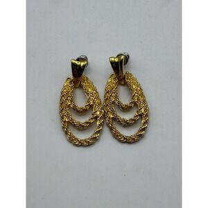 Vintage Gold Tone Chain Link Dangle Earrings – Classic Statement Jewelry